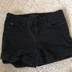 Black denim shorts